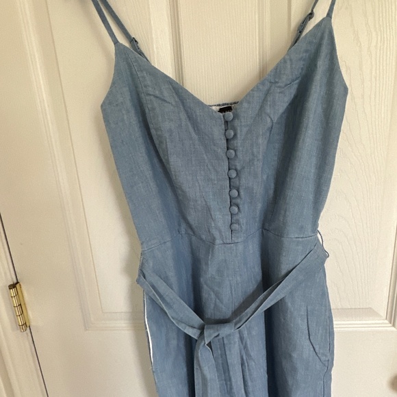 Banana Republic, Jumpsuit, button style, belted, cropped leg, Blue, Size 0 - Picture 6 of 10